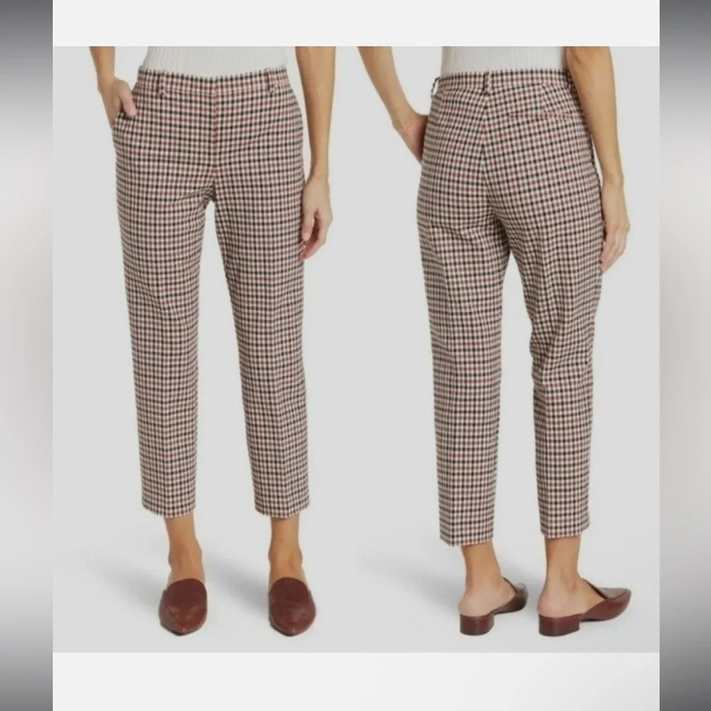 NWOT Theory Treeca, Ivory Multi Rye Portland Gingham Stretch Ankle Pants, SIZE 2 - Picture 3 of 6